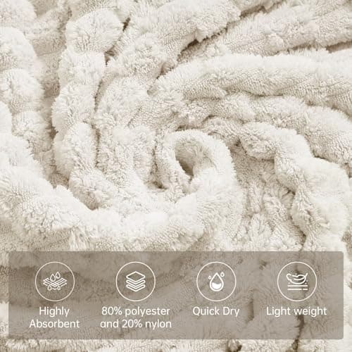 NALIVO Extra Large Bath Towel Sheet-40x80 Inches Oversized,Super Soft,Quick Dry,Microfiber Shower Towels Highly Absorbent,Plush Bathroom Towels for Adults, Premium Quality (Cream, 2PCS) - Thumbnail 4