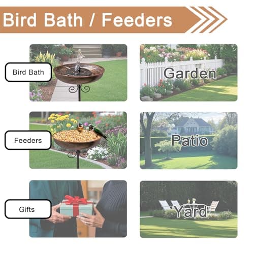 OUISJYER Small Metal Bird Bath for Outdoors, 10" Dia Bowl with Stake Birdbaths Garden Yard Lawn Decor 0.4 Gallon - Thumbnail 6