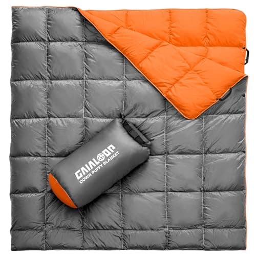 Gaialoop Mega Down Puffy Blanket for 2 Person Car Camping Outdoor Travel, Duck Down Lightweight Portable Soft Warm Cozy Camping Blanket, Christmas Stocking Stuffers Gifts
