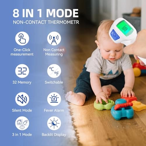 Berrcom 3-in-1 Contactless Infrared Forehead Thermometer for Fever Check | for Babies, Kids & Adults | 2-Pack | Batteries Included | JXB-178 (White) - Thumbnail 5