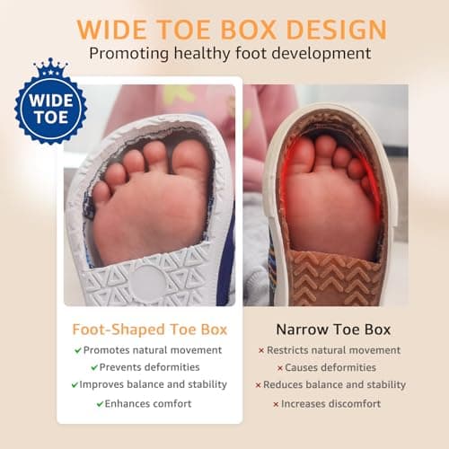 STQ KIDS Toddler Wide Toe Box Barefoot Shoes Boys Sneakers Lightweight Kid Tennis Shoes Non-Slip Comfort First Walking Shoe for School Outdoor Indoor Activities Navy/White Toddler Size 9 - Thumbnail 4