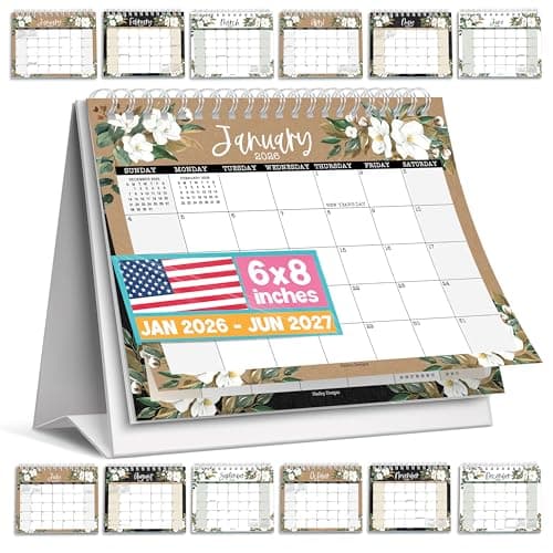 Small Desk Calendar 2026-18-Month 2026 Desk Calendar Small for Home, Office & Classroom, Standing Flip Desks Calendars 2026-2027, Gifts for Coworkers, Teachers & Students