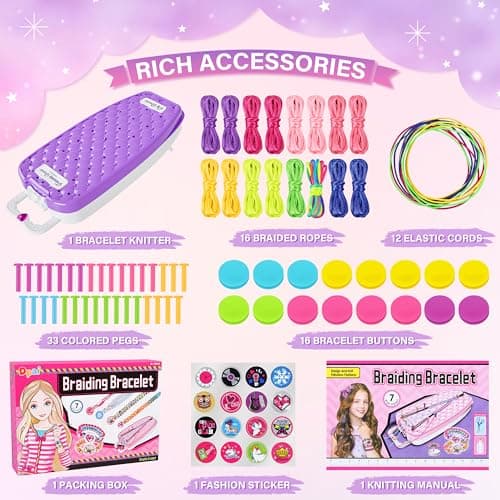 Dpai Friendship Bracelet Making Kit for Girls,DIY Arts and Crafts Toys,Jewelry String Maker Kit,The Best Birthday Gifts Ideas for Girls 6 7 8 9 10 11 12+ Years Old（Purple） - Thumbnail 5