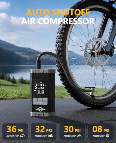 Aneson Tire Inflator Portable Air Compressor, 2X Fast Air Pump with Digital Gauge 150 PSI, Auto Shutoff for Roadside Inflation, Daily Car Care, Motorcycles, Bikes, and Sports Ball, One-Click Start - Thumbnail 3