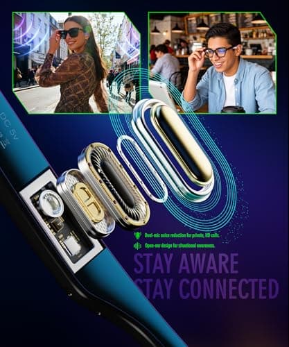 GLOSSIA AI Smart Glasses, Bluetooth Audio Glasses for Men Women, Blue Light Smart Glasses with Noise Cancelling, Hands-Free Calls, Music & Voice Control for Work/Study/Travel, iOS/Android - Thumbnail 3