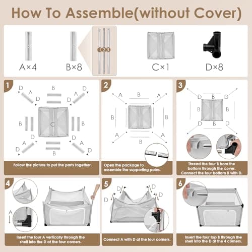 EHEYCIGA 42x42x26 Inches Puppy Playpen Without Top Cover for Dogs & Cats Indoor or Outdoor - Dog Playpen with Door, Dog Fence for Small Animal with Heavy-Duty Oxford & Steel Frame, Navy - Thumbnail 3