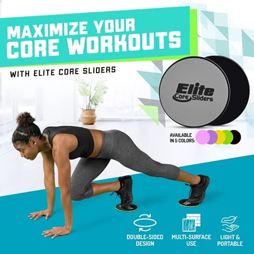 Elite Sportz Core Sliders For Working Out | Dual Sided Home Core Workout Equipment For Carpet & Hardwood Floors | Gliders for Exercising - Travel Workout Equipment For Athlete - Fitness Sliders - Thumbnail 2