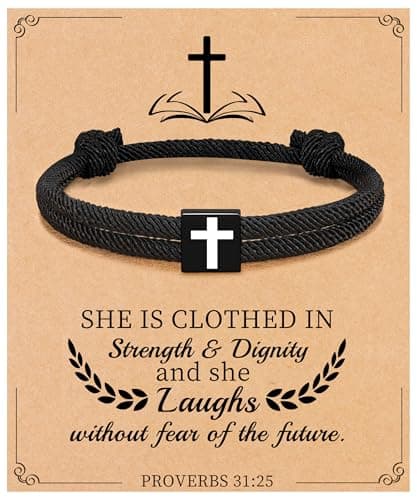 Sistble Confirmation Gifts for Teenage Boys, Easter Gifts for Men Easter Basket Stuffers Black Cross Bracelet Inspirational Gift Religious Baptism 1st Communion Gift for Teen Boys Cross Jewelry - Image 1