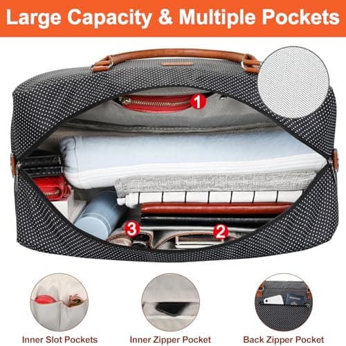 IBFUN Weekender Bags for Women, 21" Weekender Travel Bag, Travel Duffle Bag with Shoe Compartment Carry on Overnight Duffel Bag for Weekend Travel Business Trip - Thumbnail 5