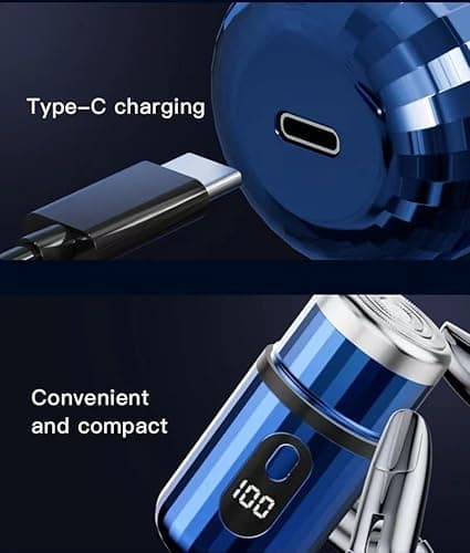 Mini Electric Razor, Pocket Size Shaver for Men & Women, Rechargeable Easy One-Button, Type-C Charging, Portable Powerful Waterproof Electric Razor for Travel & Office (Silvery) - Thumbnail 5