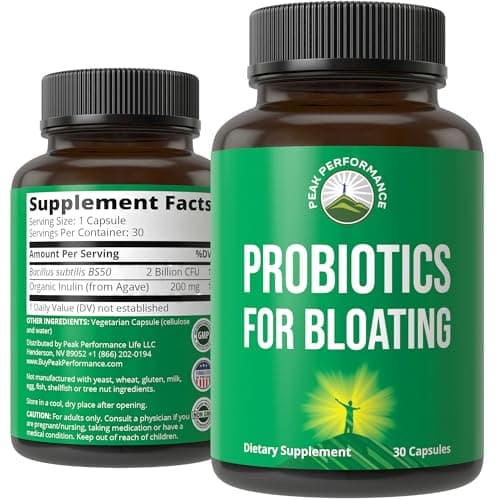 Bloat and Gas Probiotic - Proven Relief with Clinically Studied Bacillus Subtilis BS50 + Prebiotic Fiber - Fast Acting Anti Bloating Pills Supplement - Debloating Capsules for Women and Men - Image 1