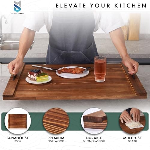 Stove Top Cover for Electric & Gas Stoves – Large Wooden Noodle Board & Cutting Board with Handles – Multi-Functional Decorative Tray for Kitchen Home Accessories 30.3"x21.7" - Thumbnail 3