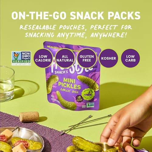 Freestyle Snacks Mini Pickle Snack Packs - Garlic Dill - All Natural, Fresh-Packed Deli-Style Pickles - Non-GMO, Kosher, Gluten-Free, Low Calorie Snacks - 4.5 Ounce (12 Pack) - Thumbnail 5