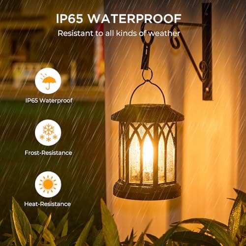 WdtPro 4 Pack Solar Lantern Outdoor Lights, Upgraded Bright Solar Lanterns Outdoor Waterproof, Hanging Solar Powered Lantern Over 12Hrs Lights for Outside Garden Yard Patio Tree Path Decor - Thumbnail 5