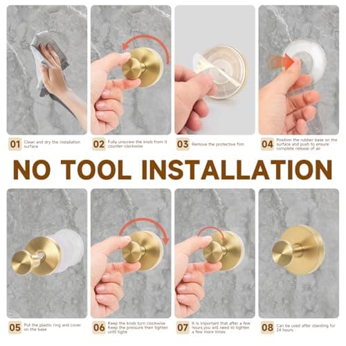 AuraHaven Upgrade Suction Cup Hooks for Shower,Heavy Duty Towel Hooks for Bathrooms, No Drill Suction Hooks for Inside Shower, Reusable Shower Hooks for Glass Doors & Windows(2 Pack Gold) - Thumbnail 3