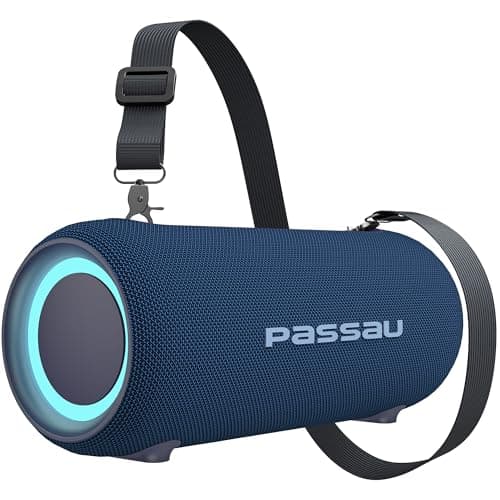 Passau Portable Bluetooth Speakers 40W Peak Loud Stereo Sound, Passive Radiators-Deep Bass, All Day Playtime, Adjustable Strap, BT5.3, IPX5 Wireless Speaker RGB Lights for Indoor Outdoor-Blue - Image 1