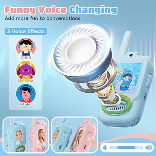 Video Walkie Talkies for Kids – Kids Walkie Talkies 2 Pack with Cute Silicone Cover, Voice Changer, 1000FT Range, Fun Indoor Outdoor Toys – Birthday for Boys and Girls Ages 3-10 - Thumbnail 5