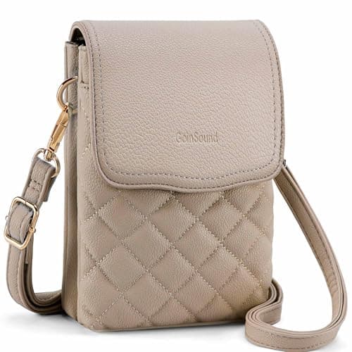 Goinsound RFID Small Crossbody Purses for Women Quilted Cell Phone Purse with RFID Blocking Card Slots Beige - Image 1