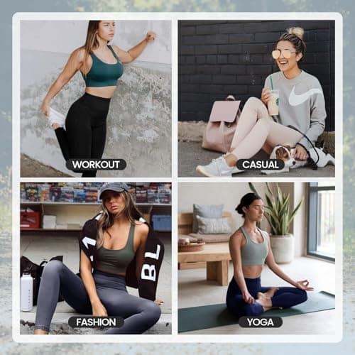 High Waisted Leggings for Women - No See Through Tummy Novelty Workout Yoga Pants with Pockets - Thumbnail 5