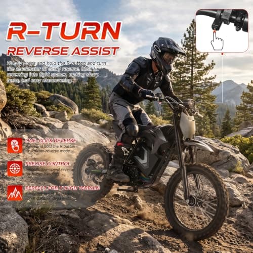 HAPPYRUN F18 Electric Dirt Bike Mid-Drive Motor 6000W Peak, Electric Motorcycle 60V 30Ah Removable Battery, 60-Mile Range, 46mph, Dual Hydraulic Brakes & Full Suspension Electric Motorcycle - Thumbnail 6