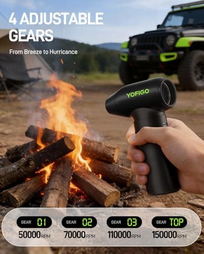 YOFIGO Electric Air Duster-150,000 RPM 4-Gear Adjustable Aluminum Alloy Compressed Air Duster, Cordless Air Duster for Keyboard Cleaning, 2-in-1 Vacuum for House or Car Interiors, Mini Blower for Car - Thumbnail 6