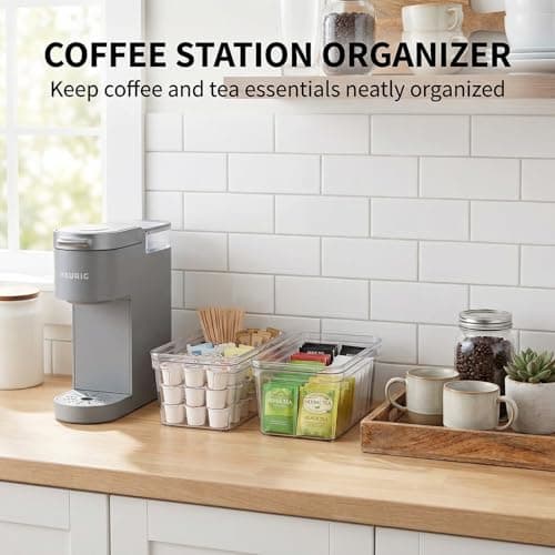 MOONEDGE Small Clear Plastic Storage Bins with Lids and Handles – Stackable Clear Organizer Bins for Refrigerator, Kitchen, Pantry, Bathroom, Closet, Laundry Room, Office – 4 Pack (10×6×5 in) - Thumbnail 5