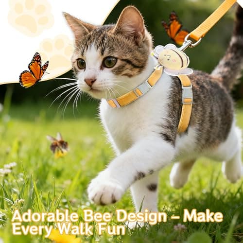 Cat Harness and Leash Set - Anti-Escape Adjustable Cat Vest, Soft Breathable Kitten Harness for Outdoor Walking and Training - Thumbnail 6