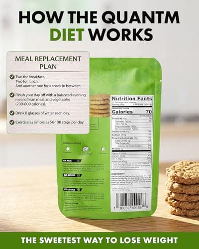 Quantm Life Cookie Mix, Gluten Free, Plant-Based Meal Replacement Plan with Hemp Protein, Rich in Fiber, Low in Sugar, No Preservatives or Artificial Sweeteners, 18 oz, 1 Pack, 5-Day Supply - Thumbnail 6