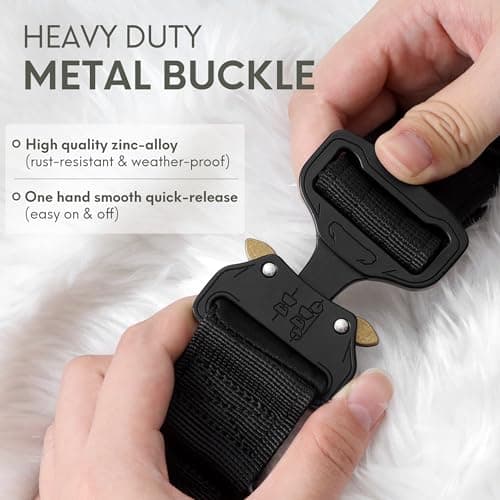 Jumpress Heavy Duty Tactical Dog Collar with Airtag Holder, 1.5’’ Wide Large Dog Collar with Comfortable Handle, Durable Airtag Dog Collar for Large Dogs (Black,Neck 20-24’’) - Thumbnail 3