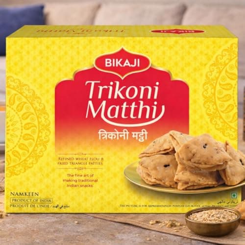 Bikaji Tikoni Mathi 14.11 oz (400g), Indian Sweets, Triangular Crispy Mathri, Traditional Indian Savory Snacks, Flaky & Crunchy Namkeen Bites, Ready to Eat Tea Time & Party - Thumbnail 3