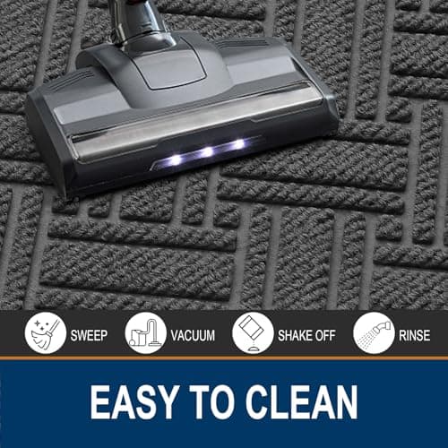 OLANLY Indoor Outdoor Mat, Sturdy Natural Rubber Floor Mat, Non Slip Low Profile Waterproof Doormat, and Stain Front Door Mats, Easy Clean Patio Entrance Mat, 36''x24'', Light Grey - Thumbnail 5