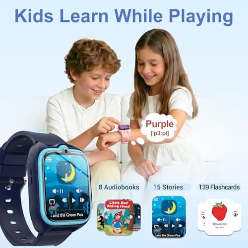 Smart Watch for Kids with No App/Phone Needed,1.75" Kids Watch Boys with 32 Puzzle Games,Kid Smartwatch with Fitness Tracker Pedometer IP68 Waterproof Sport Modes for Boys Girls Teens Aged 4-12(Blue) - Thumbnail 6
