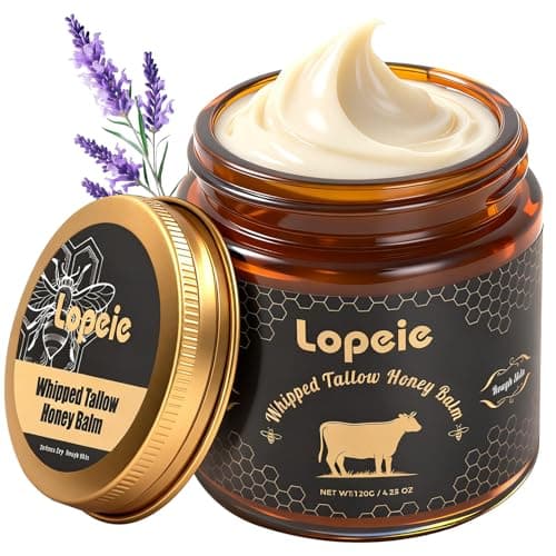 Lopeie Upgraded Organic Beef Tallow for Skin & Face – Whipped Grass-Fed Tallow and Honey Balm for Dry, Sensitive Skin, Natural Hydrating Face Moisturizer with Raw Honey (Lavender) - Image 1