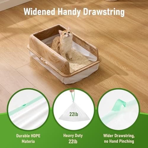 ZOMISIA Cat Litter Box Liners Large - 40 Count 37" x 18" Jumbo Litter Bags with Drawstring, Extra Thick Kitty Litter Pan Liners Tear Resistant Heavy Duty, Easy Clean up for Litter Tray, Unscented - Thumbnail 4