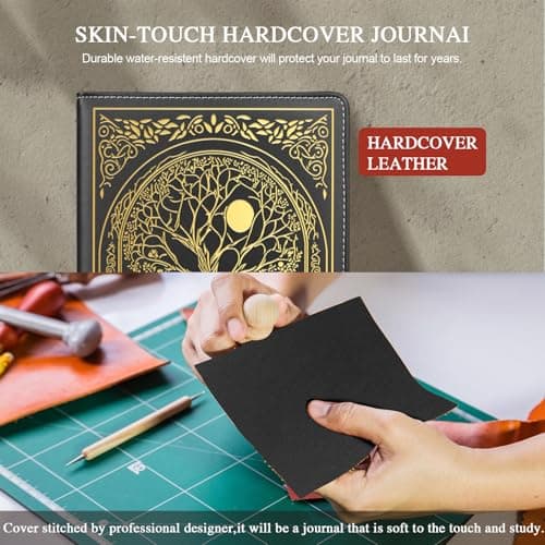 QDWXDEL Journal for Women,A5 Hardcover Leather Journal - 200 Pages Premium Paper Notebook, Tree Journal Notebook for School, Work (Tree Black) - Thumbnail 4
