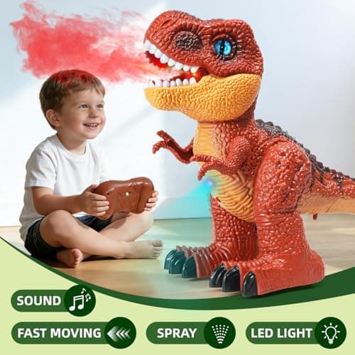 ShenFortune Remote Control Dinosaur Toy, 2.4Ghz Electric Toy, Realistic RC Dinosaur Toy, Suitable for Children Aged 3 to 5,3D Realistic Appearance,Suitable as Birthday/Halloween - Thumbnail 4