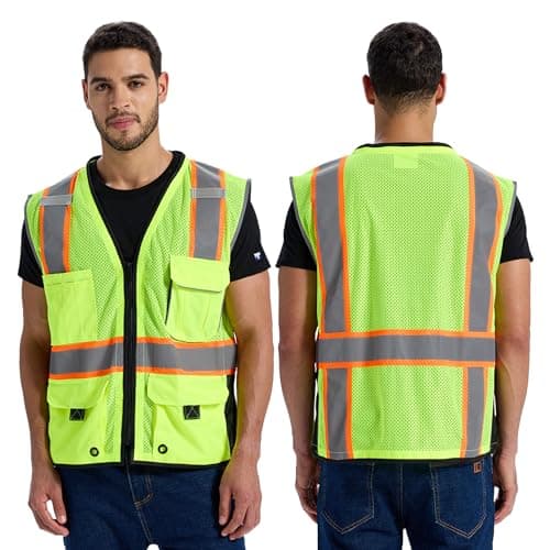 SRsafety High Visibility Vest, Security Vest with 9 Pockets,Mesh Safety Vest for Construction Workers Sanitation Workers - Image 1