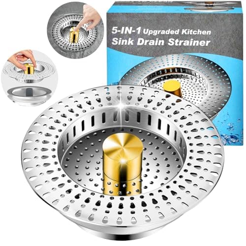 Kitchen Sink Drain Strainer, 18/8 Stainless Steel, Sink Stopper Kitchen Drain - Image 1