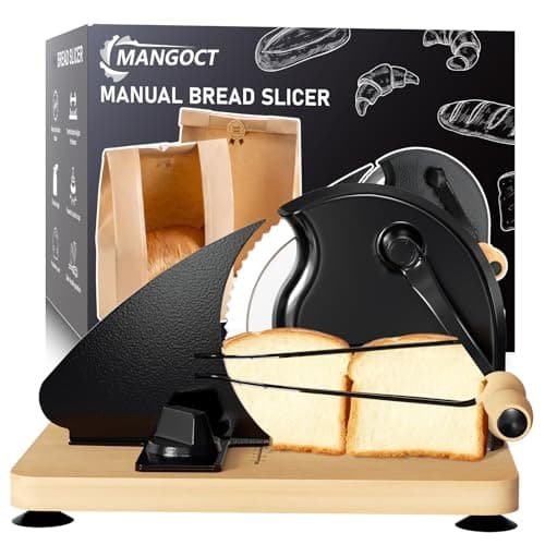 Upgraded Manual Bread Slicer for Homemade Bread with 20 Bags and Acrylic Cover, Adjustable Thickness Bread Cutter, Sourdough Slicer Serrated Blade with Scale Line and Suction Cup for Baguettes - Image 1