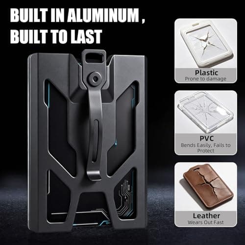 WSJSKMWQ Badge Holder with Lanyard & Metal Clip, Durable Aluminum, 4 Cards - Thumbnail 4