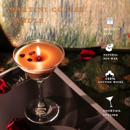 Espresso Martini Candle Unique Gifts for Women Girls,Strong Scented, Natural Soy Wax Coffee Candle Decor for Home,Bedroom,Coffee Martini Candles Gifts for Birthday,Valentine, Mother's Day - Thumbnail 2