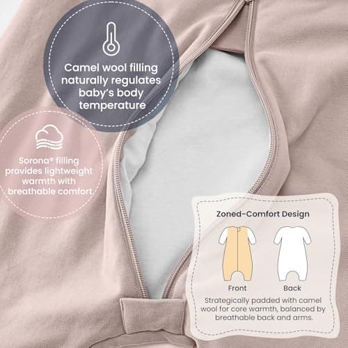 Unisex Toddler Sleep Sack with Feet 1.0 Tog Split Legs Sleep Sack 3T-4T, Sleep Bag Walker, Gifts for Boys & Girls, Dusty pink - Thumbnail 3