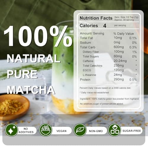 Letstay Matcha, Matcha Powder Ceremonial Grade Highland Matcha Tea Organic Matcha Green Tea - Premium 1st Harvest - Zero Sugar, Halal Certified & SGS Certified & FSSC 22000, 30g (1.06oz) Tin - Thumbnail 2