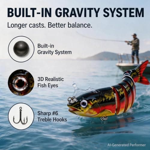 Multi Jointed Swimbait Hard Lure, 5.1in Slow Sinking Fishing Lures with Lifelike Swimming Action, Realistic Bass Fishing Lures for Freshwater, Topwater Lure with Gravity Transfer System for Bass - Thumbnail 4