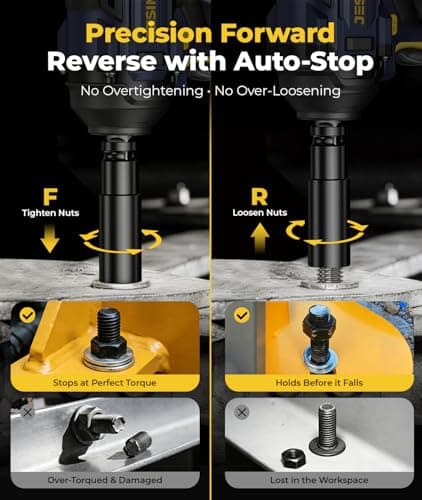Cordless Impact Wrench 900 Ft-lbs (1200N.m), 1/2“ High Torque Impact Gun, Electric Impact Wrench with 2×4.0Ah Batteries & Fast Charger, 4 Variable Speeds, 5 Sockets & Case for Car, Truck, Mower - Thumbnail 6