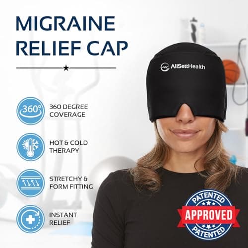 2 Pack - Migraine Relief Cap Ice Head Wrap and Hat | Hot/Cold Gel Pack with Face and Eye Mask Compress for Headache Relief - Black 2 Pack - Thumbnail 2