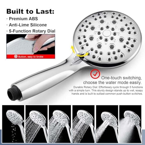 SonTiy 9" Rain Shower Head with Handheld Spray, Dual Shower Head Combo with 72"Stainless Steel Hose, Modern Shower System with Adjustable Handheld Holder Brass Valve for Bathroom Apartment(Chrome) - Thumbnail 3