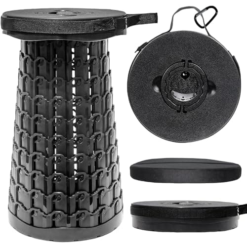 ALEVMOOM 2025 18" H Collapsible Stool with Cushion, Capacity 800lbs Portable Stools for Adults Heavy Duty, Adjustable Height Telescoping Folding Stool, for Outdoor Camping Travel Hiking Fishing