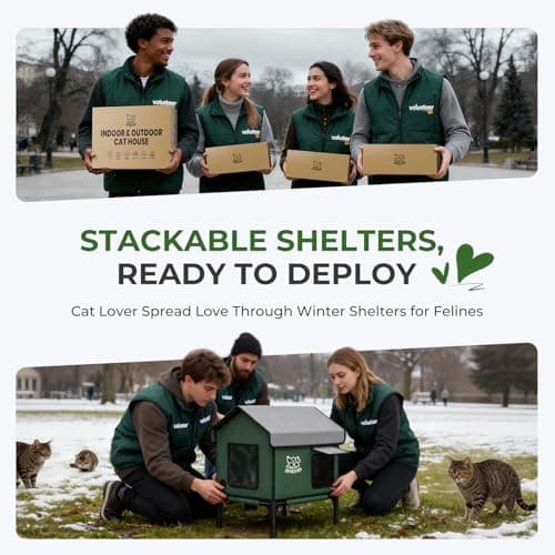 Apasiri Heated Cat House Weatherproof - Insulated Outdoor Cat Shelter with Thermostatic Heating Pad, Water Resistant 900D Oxford Feral Cat House with Anti-Peep Curtains Escape Door for Winter, Large - Thumbnail 6