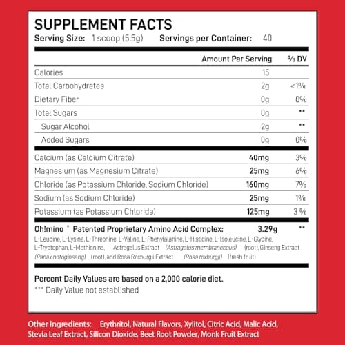 Oh!mino Essential Amino Acids Supplement, Berry Blast, Stimulant-Free Powder, All 9 EAAs, BCAAs and The Perfect Amino for Workouts, Amino Energy, and to Build Muscle, and Recover Faster - Thumbnail 2